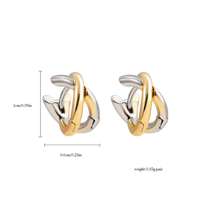Boucles d'oreilles créoles crd'appareils-cross en métal doré pour femmes