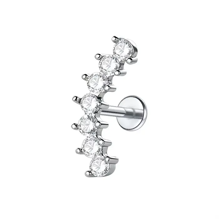 1 pièce Boucle d'oreille clou hélix en zircon fleur pour femme, piercing labret fleur à filetage int