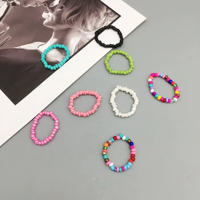 Bagues en perles de rocaille simples pour femmes