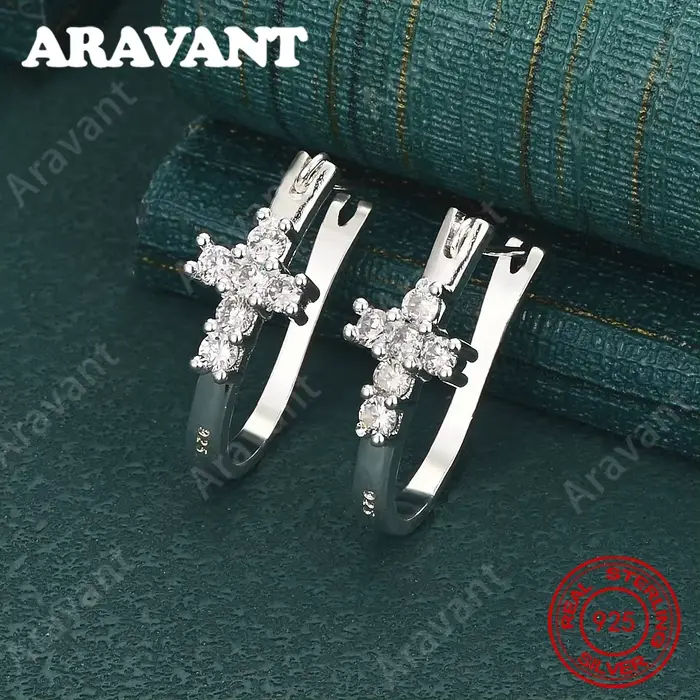 Boucles d'oreilles en argent sterling 925 avec zircone - Un design frais et élégant pour les bijoux 