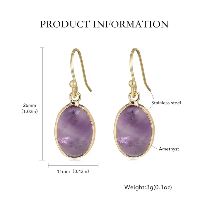 Boucles d'oreilles en pierres précieuses améthyste pour femmes