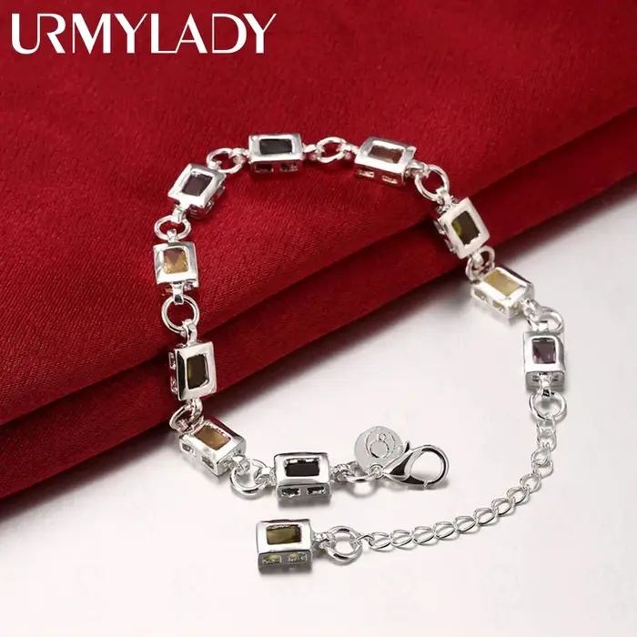 URMYLADY vente en gros 925 Bracelets porte-bonheur en argent Sterling mignon Zircon chaîne cristal b