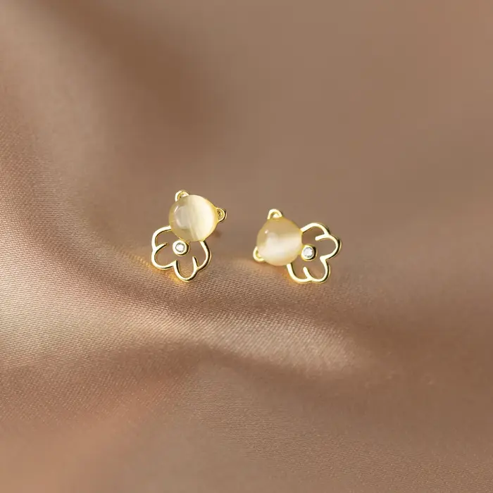 Boucles d'oreilles ours en cristal en argent Sterling 925 pour femmes et enfants occasions spéciales comme le mariage et les anniversaires