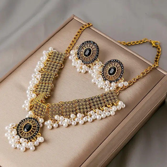 Ensemble de bijoux de luxe plaqué or pour femme