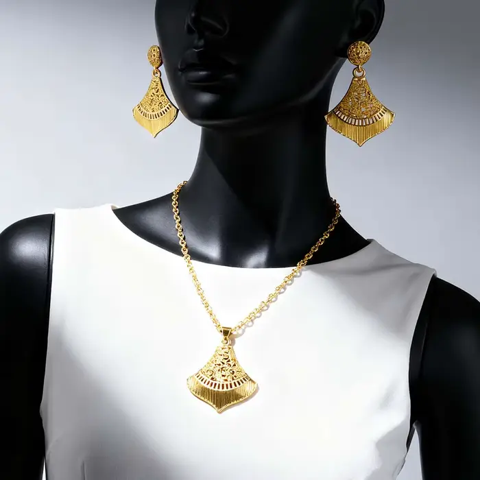 Ensemble de bijoux nigérians plaqués or, collier, boucles d'oreilles pour femmes, usage quotidien, cadeau de mariage, dubaï africain