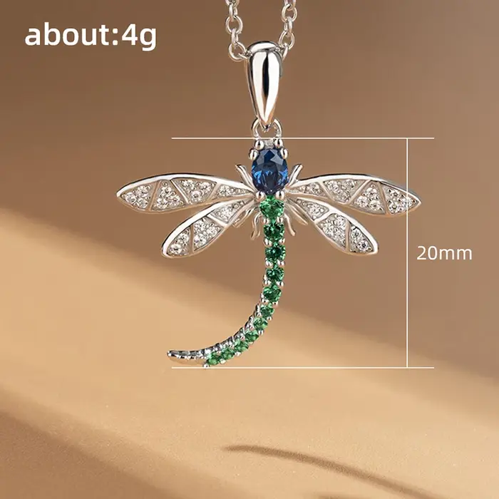 Collier libellule en argent Sterling 925, pendentif personnalisé en forme d'animal, ras du cou, cade