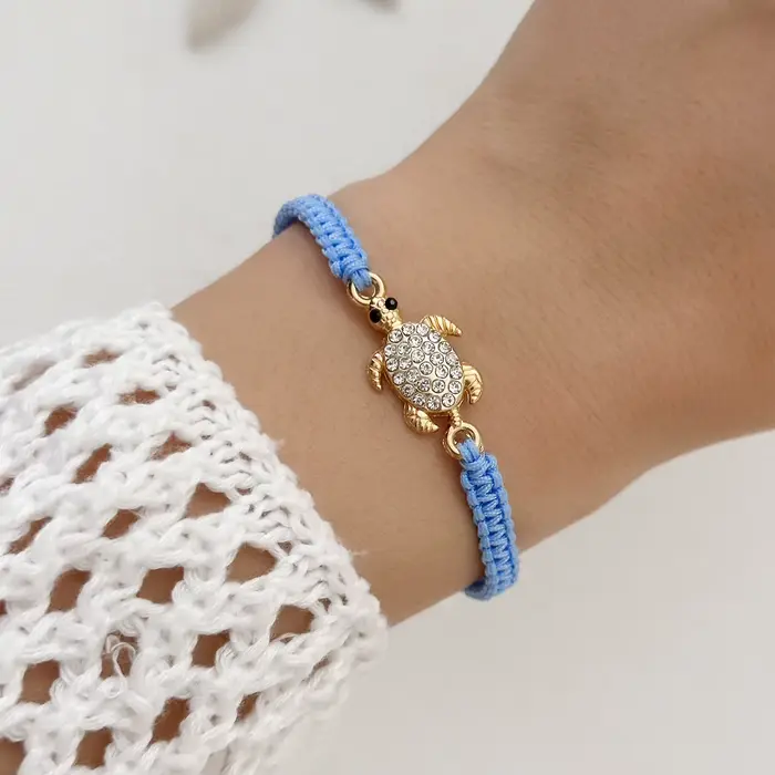 Bracelet Tortue Naturel Design Unique Femme Occasions Spéciales Argent Sterling 925 Béni Protection Élégance Sophistication