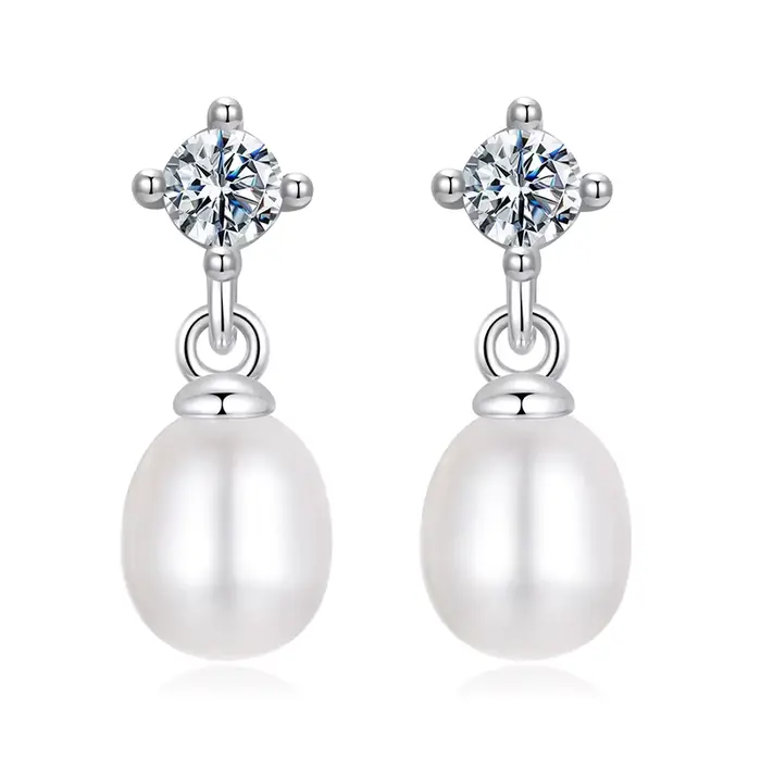 Bamoer – boucles d'oreilles en perles Moissanite, en argent Sterling 925, design unique avec pendent