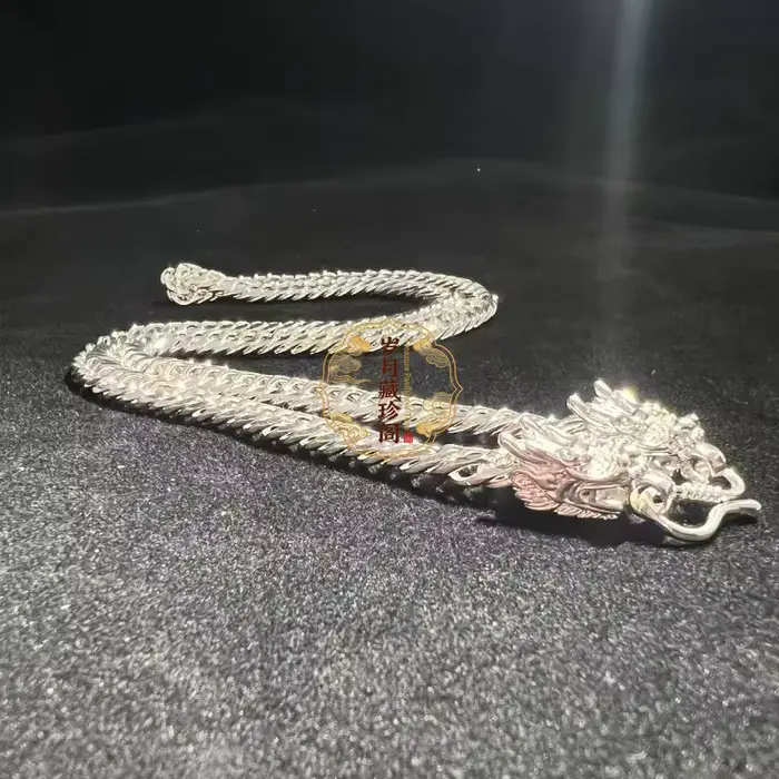 Collier tibétain en argent fin avec tête de dragon, bijoux nobles et solides, cadeau de mariage de luxe pour hommes et femmes