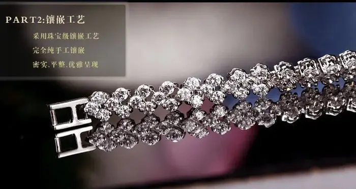 Bracelet de tennis en argent regardé 925 mode de luxe cristal complet absorbe ouissant contre-indiqué