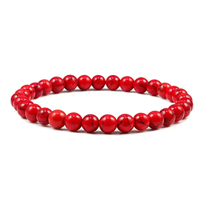 Nouveau 6mm 8mm 10mm perles rouges Bracelets classique élastique extensible pierre naturelle Bracele