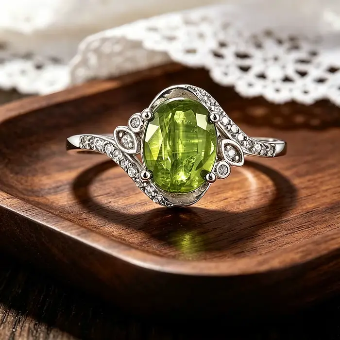 Bague classique précieuse pour femme, pierre précieuse péridot naturel, pierre de naissance d'août, bijoux en argent pour vos proches, cadeau romantique