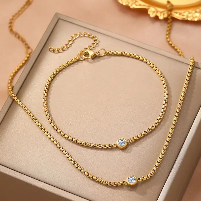 Ensemble bracelet et collier Boho en Zircon