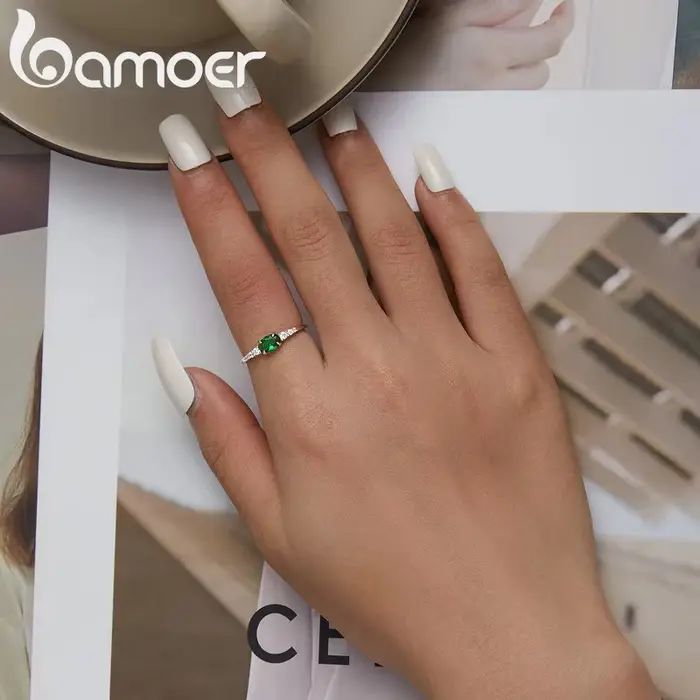 BAMOER – bague ovale en argent Sterling 925 pour femmes