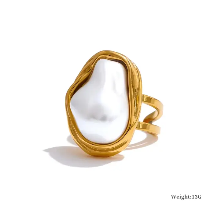 Yhpup populaire Baroque simulé perles doré chaîne cubaine collier boucles d'oreilles Vintage en acie
