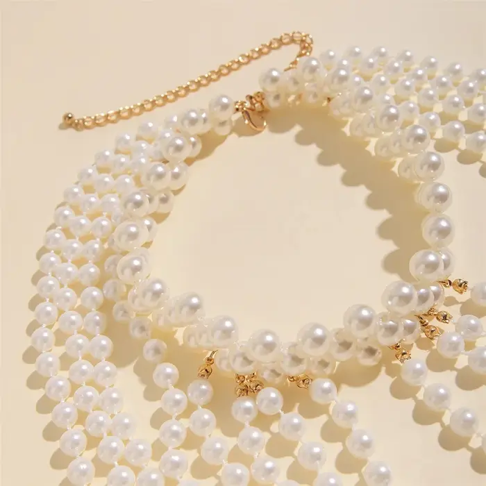 Collier de mariée en perle imitation romantique et élégant pour femmes occasions spéciales cadeau浪漫婚礼仿珍珠项链女士优雅浪漫特别场合礼物