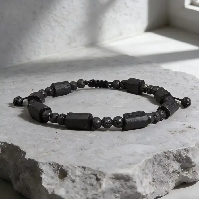 Bracelet Tourmaline Noire Naturelle pour Homme et Femme Style Classique Tendance 2026 Occasions Spéciales Méditation Yoga Bien-être