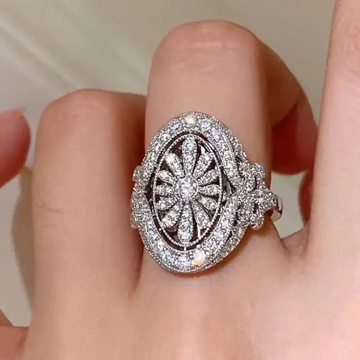 Huitan – bague Noble ajourée pour femmes