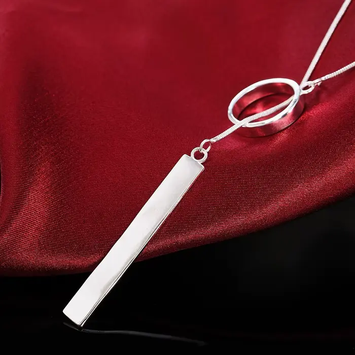 Collier en argent Sterling 925 pendentif rond moderne bijou pour femmes cadeau d'anniversaire mariage et fêtes de fin d'année