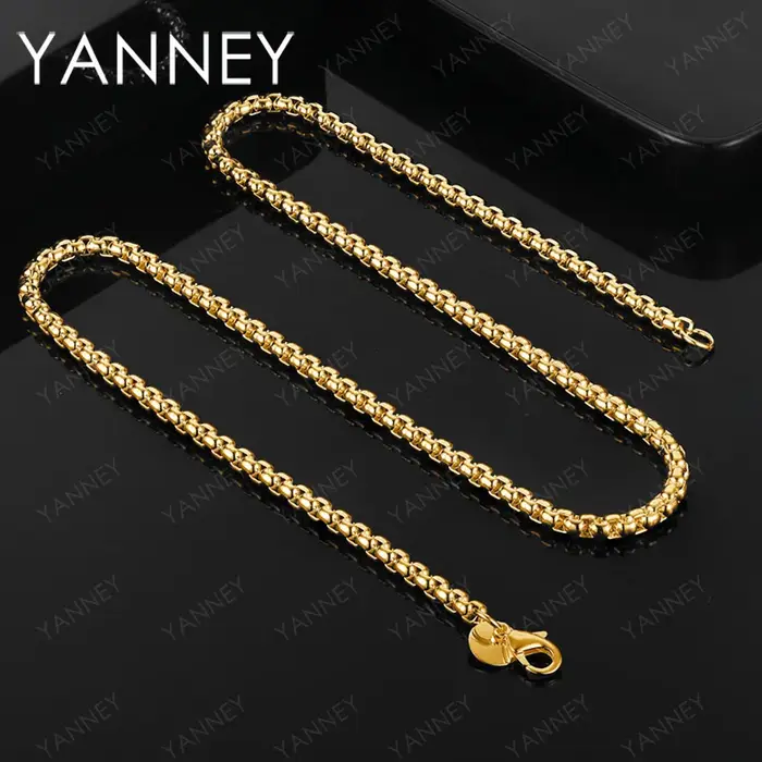 Collier chaîne minimaliste plaqué or 18 carats pour hommes et femmes, bijou tendance pour les fêtes
