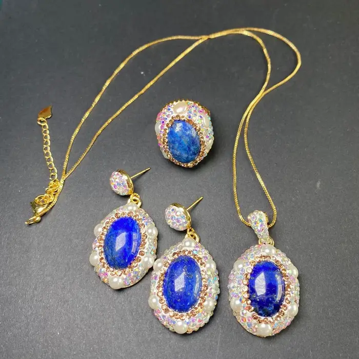 Ensemble de bijoux uniques en Lapis lazuli naturel pour femmes