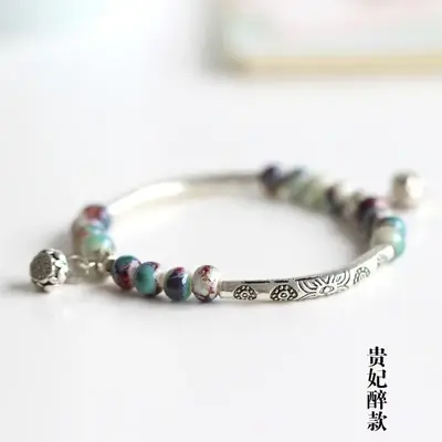 Bracelets élastiques en perles de céramique pour femmes, bijoux style bohème vintage et classique, #