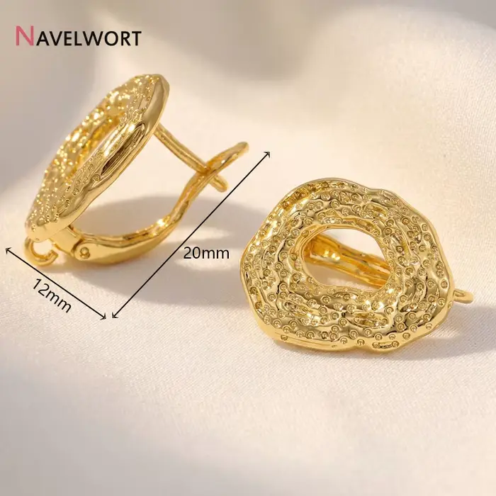Crochets de boucles d'oreilles ovales plaqués or 18 carats en laiton, fermoirs creux hypoallergéniqu