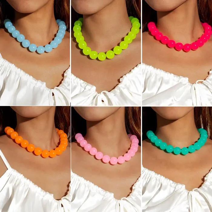 Docona bohême perle ronde colorée collier pour femmes mode Banquet réglable géométrique vacances bijoux cadeaux de fête