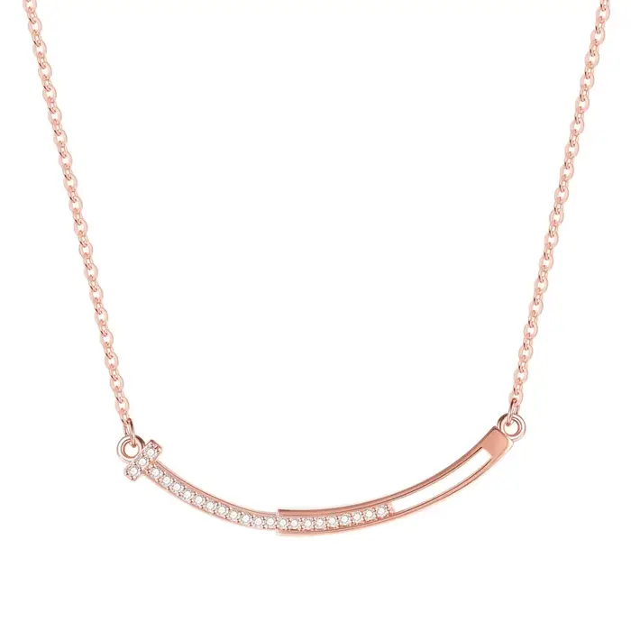 Kolmnsta – collier avec pendentif en zircone pour femmes, pendentif sourire, ras de cou géométrique,