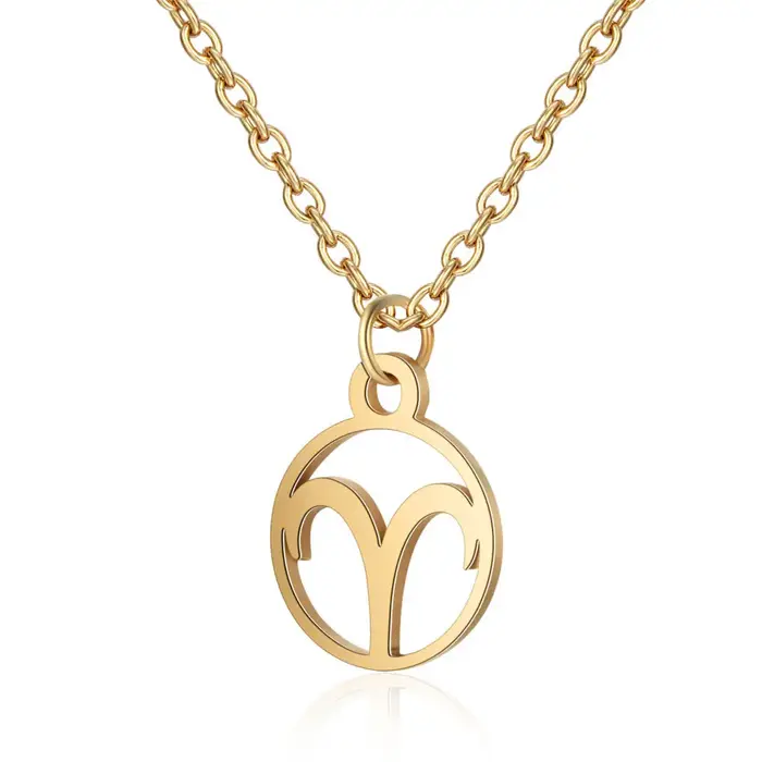 Oly2u acier inoxydable étoile signe du zodiaque 12 Constellation colliers ras du cou pendentifs bélier balance lion Collier cadeau d'anniversaire
