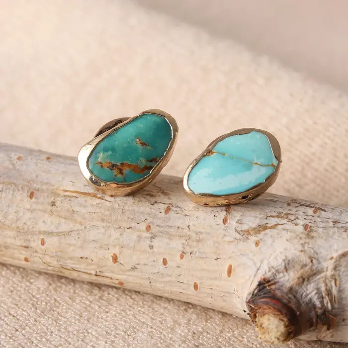Syn bleu Turquoise boucles d'oreilles irrégulières galvanisées boucles d'oreilles à la mode Simple a