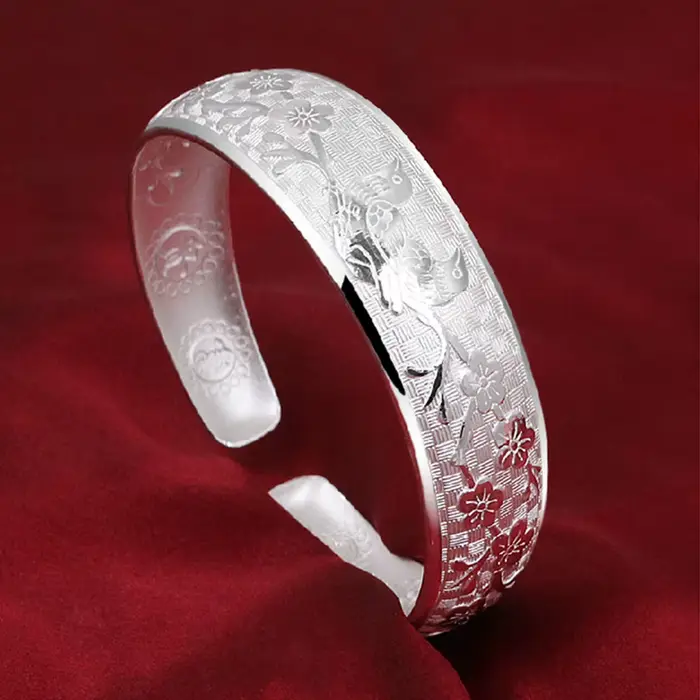 Bracelet en argent Sterling 925 rétro tissé à la main pour femmes et hommes avec zirconium blanc pour soirées et mariages