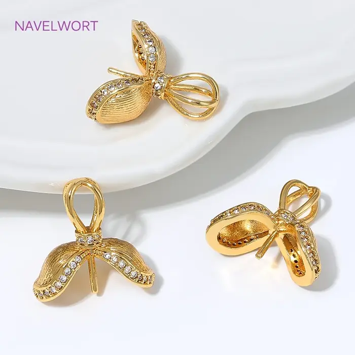 Pendentifs en laiton plaqué or 18 carats en forme de pétale avec accessoires de fixation pour perles