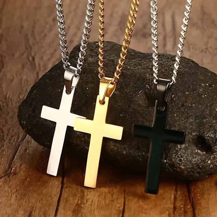 Collier classique avec pendentif croix pour hommes et femmes