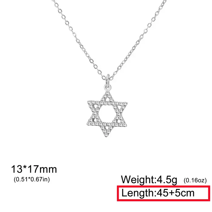 Jeshayuan étoile de David pendentif collier avec Zircon Bling David étoile collier de luxe anniversa