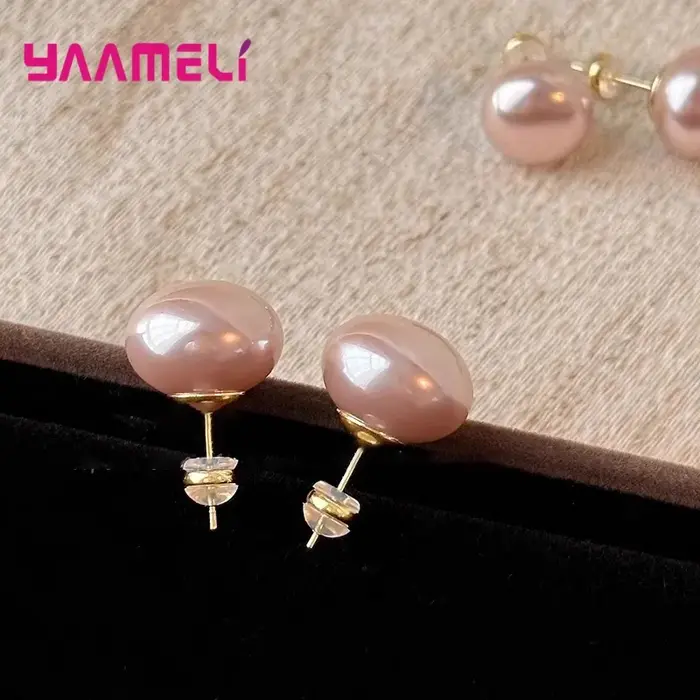 Boucles d'oreilles en perles en argent sterling 925 avec finition or pour femmes occasions spéciales mariage anniversaire