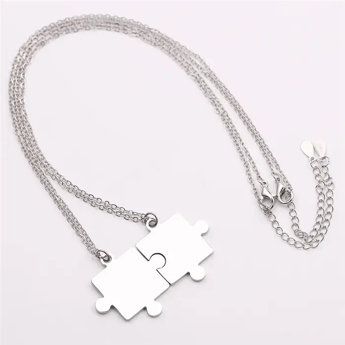 Collier pendentif Puzzle classique en acier inoxydable