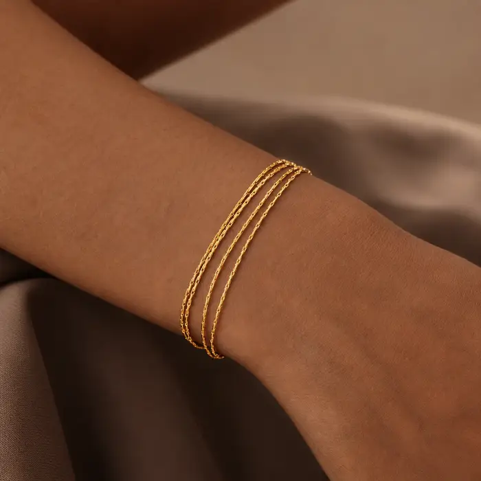 Bracelet en acier inoxydable à maillons fins, chaîne multicouche pour femmes, bijoux légers et régla
