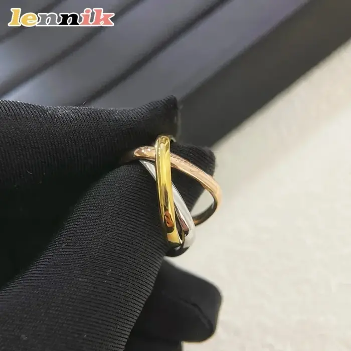 Lennik – Nouvelle bague carrée 3 couleurs 3 anneaux pour femme