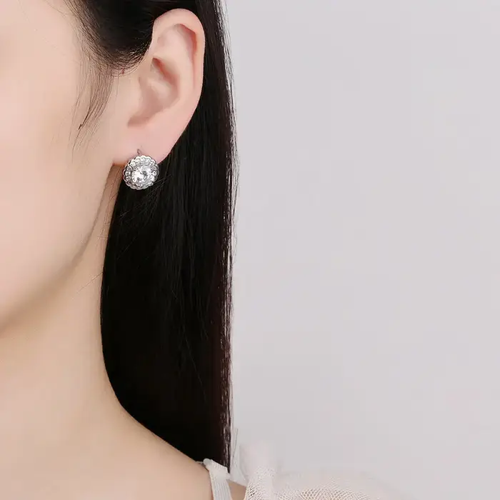Boucles d'oreilles en argent Sterling 925 et zircone