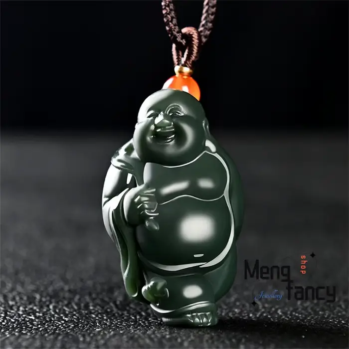 Jade vert Hetian naturel, matériau fin sculpté en trois dimensions, pendentif bouddha PI Xiu Maitreya, dessin animé du zodiaque, bijoux exquis