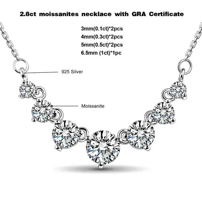 SBeauté 7 Charbon Mosanites Diamond Colliers pour femmes, Argent regardé 925, Luxe, Rotterdam, Bijou