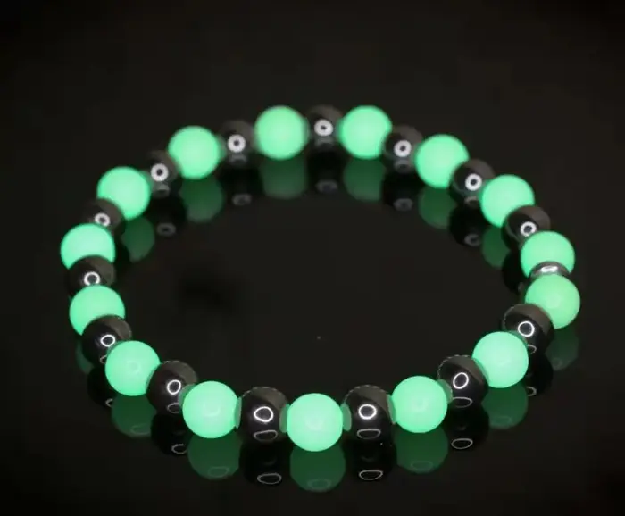 Bracelet lumineux Fluorescent nuit bleu lumière perle Bracelet brillent dans la nuit bijoux brillant