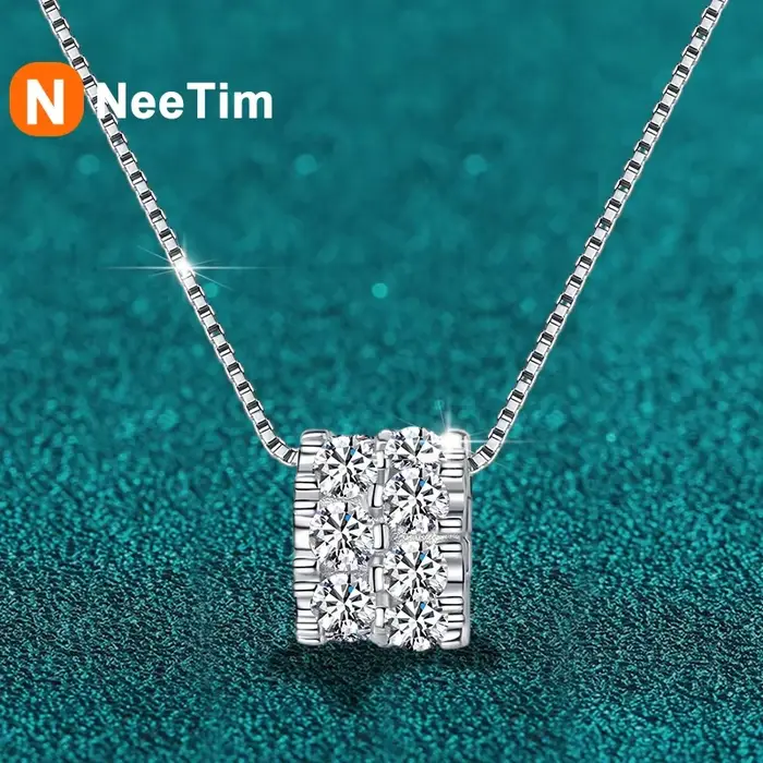 NeeTim – collier complet en diamant Moissanite pour femme, pendentif en argent Sterling 925, chaîne 