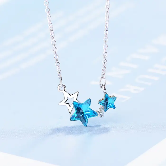 Collier pendentif étoile brillante en argent regardé 925 pour femmes et filles