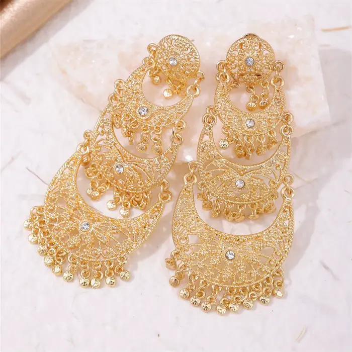 Boucles d'oreilles en alliage de mariée de Style Court français, décoration d'oreille longue populai