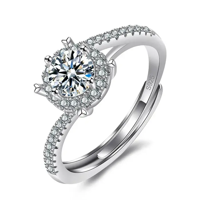 Bague en argent sterling 925 réglable pour femme avec pierres de zirconium pour occasions spéciales mariage soirée gala