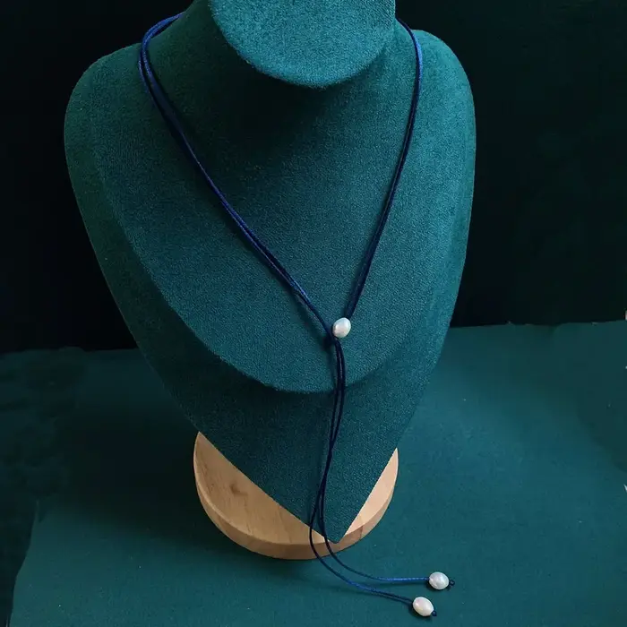 Collier de Perles d'Eau Douce Naturelles, Bijoux Gothiques, Simple, Longue Corde, Breloque, Pompon, 
