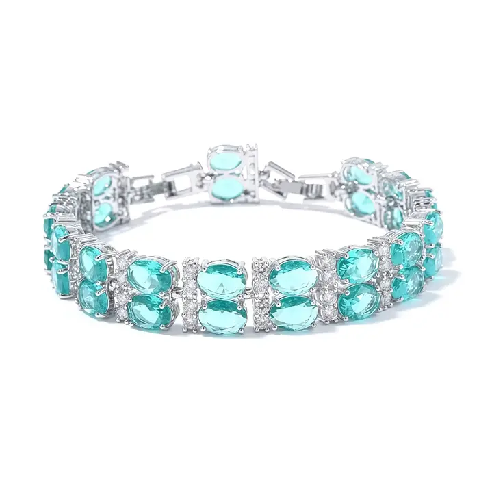 Bracelet Exquis à Double Rangée de Zircons, Extensible, Multicolore, Bijou de Main Transparent Tenda