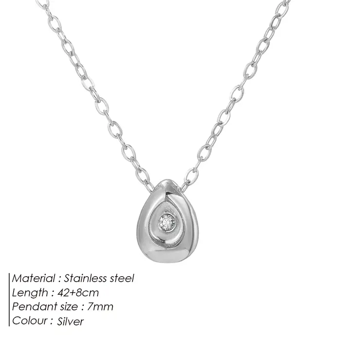 EManco pendentif collier couleur or acier inoxydable goutte d'eau minimaliste Zircon haute qualité u
